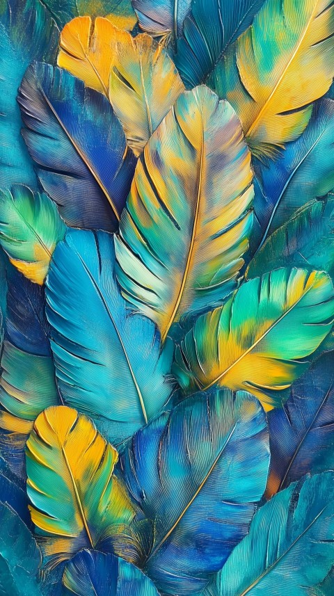 Vibrant Blue and Yellow Feather Texture