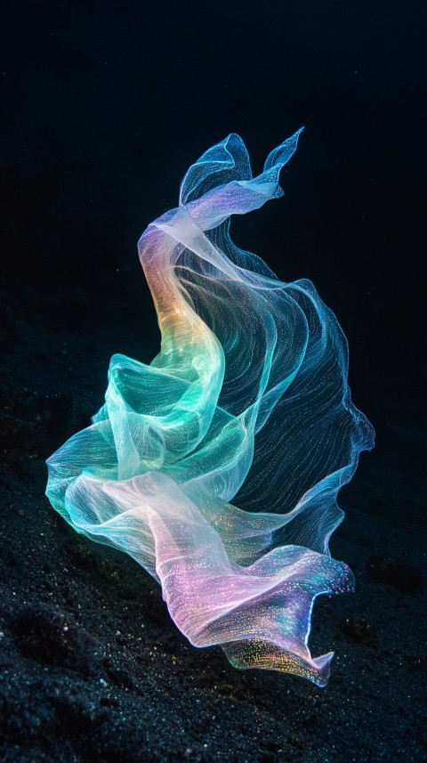 Aurora Veilfish on Seabed with Iridescent Glow