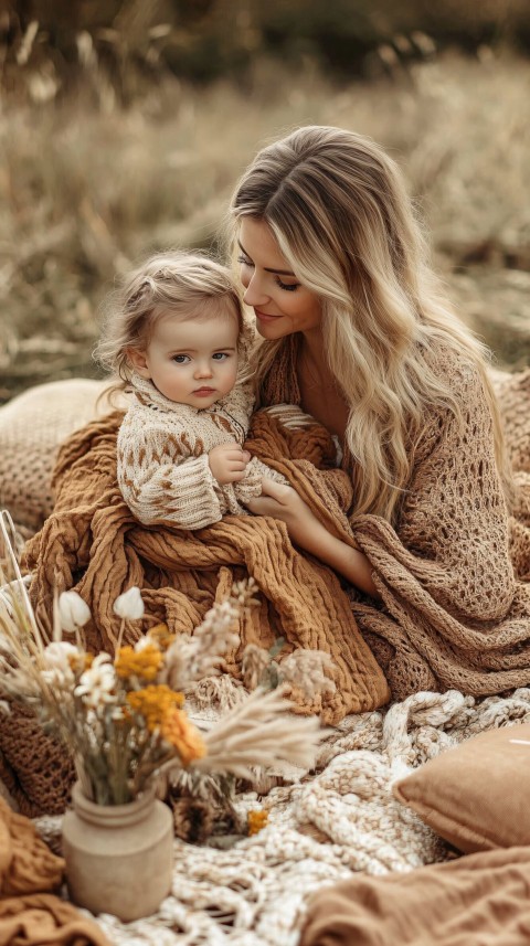 Boho Mom and Baby at Cozy Rustic Picnic