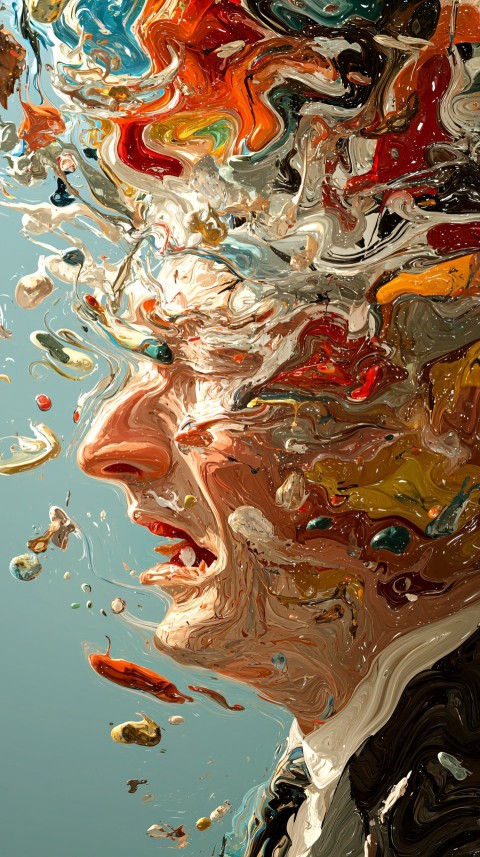 Abstract Expression of Unconsciousness with Face, Line, and Dot