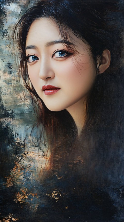 Beautiful Girl in Fantasy Landscape Oil Painting