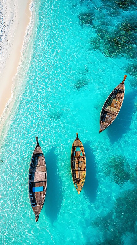 Boat in Turquoise Maldives Waters