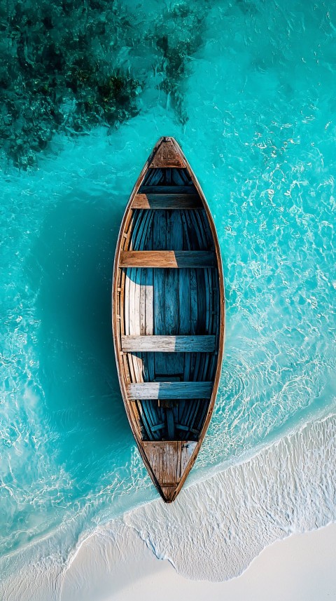 Aerial View of Boat in Turquoise Waters of Maldives