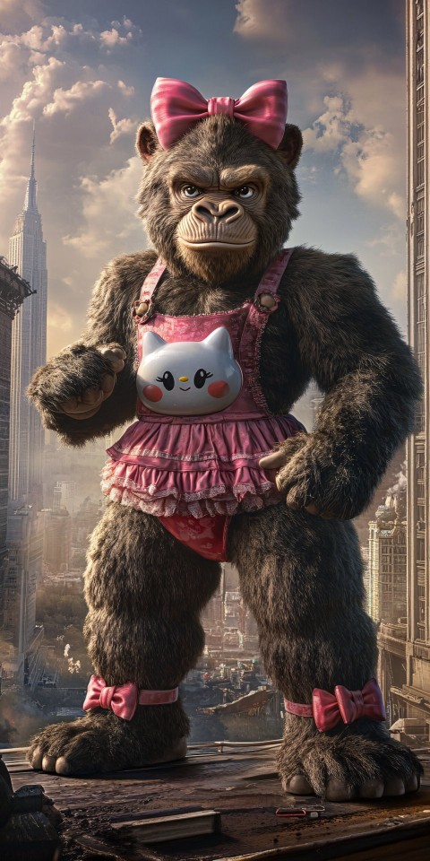 King Kong as Hello Kitty in Cinematic Style