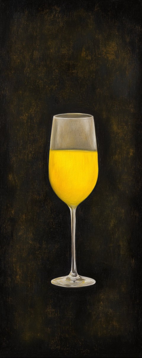 Glass of Pale Yellow Liquid Oil Painting