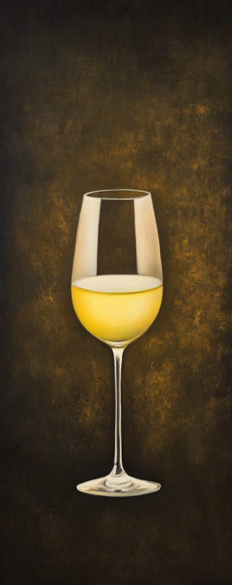 Glass with Pale Yellow Liquid on Dark Background