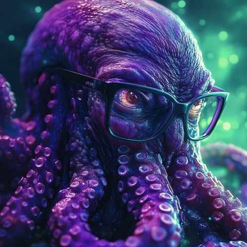 Programmer Octopus with Purple Skin