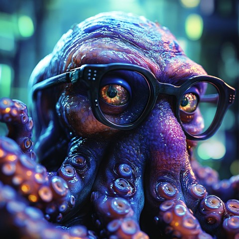 Purple Programmer Octopus in Green Glow