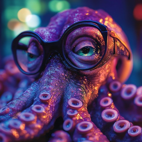 Programmer Octopus with Purple Skin