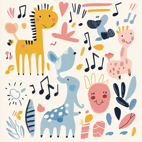 Children's Album Cover with Playful Illustrations