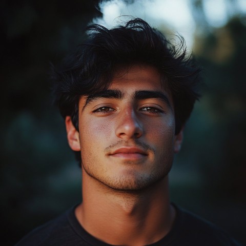 Candid Portrait of a Relaxed Tanned Young Man