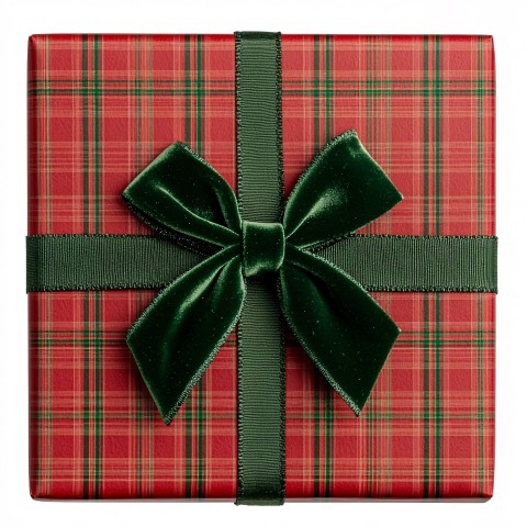 Festive Gift Box with Green Ribbon