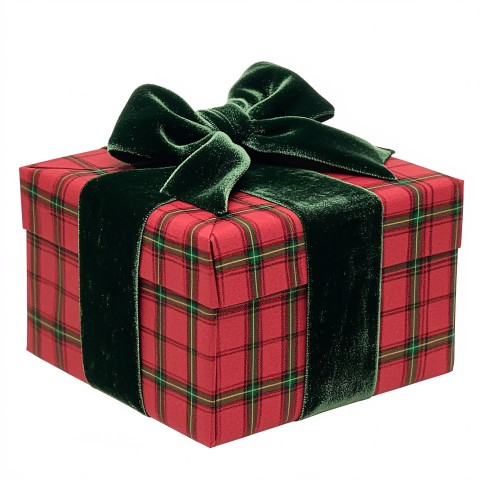 Festive Gift Box with Green Ribbon