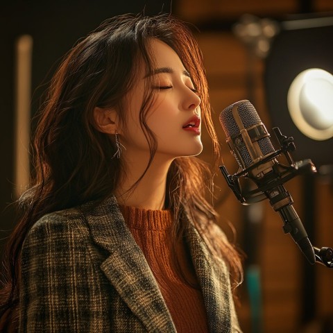 Passionate Korean Singer in Studio Performance