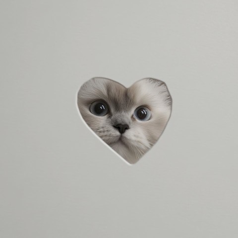 Ragdoll Cat Peeking Through Heart-Shaped Paper