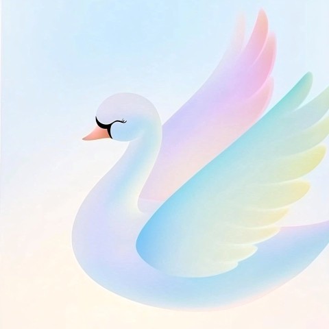 Elegant Swan in Japanese Animation Style