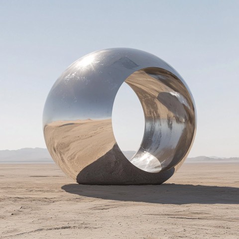 Silver Dome Reflecting Desert Landscape