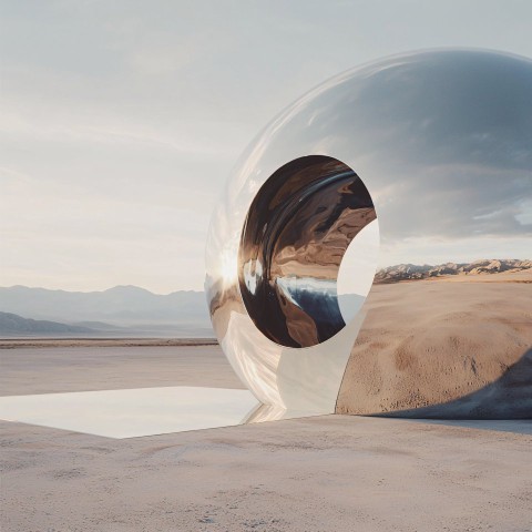 Silver Dome Reflecting Desert Landscape