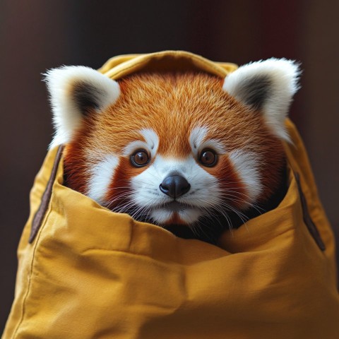 Red Panda Playfully Peeking from a Bag