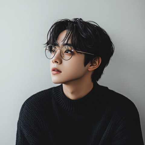 Korean Young Man Adjusting Glasses