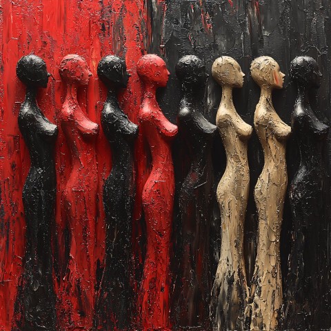 Abstract Wooden Carvings in Contemporary Impressionist Style