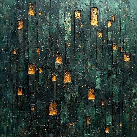 Contemporary Abstract Art with Metallic Sculptures in Dark Scene