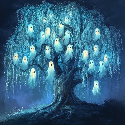 Bioluminescent Willow Tree with Singing Friendly Ghosts