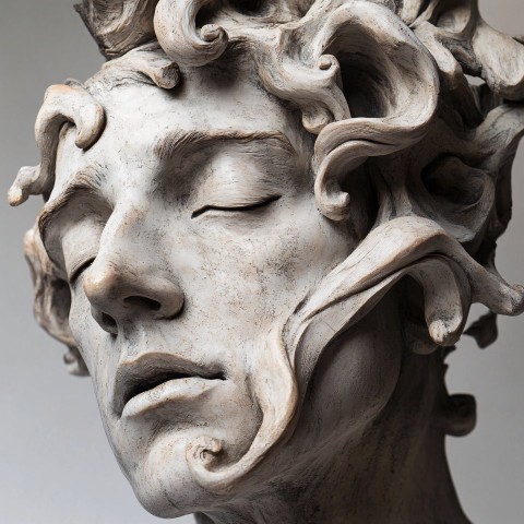 Baron Face Sculpture in Michelangelo's Classical Style