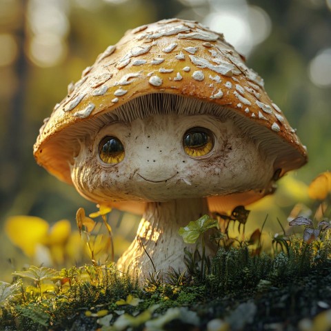 Mystical Anthropomorphic Mushroom with Future-Seeing Powers