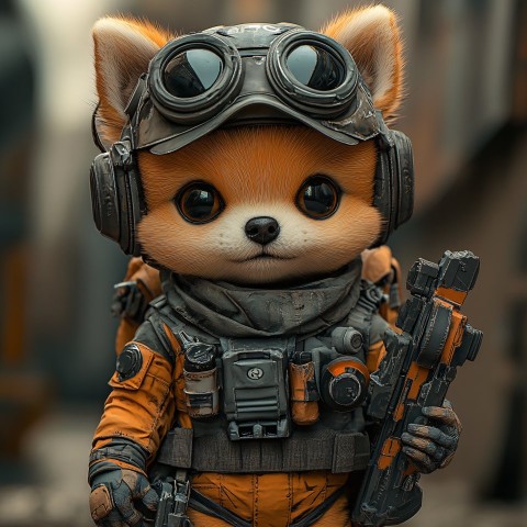 Small Dog Wearing Cute Mecha Outfit in 3D