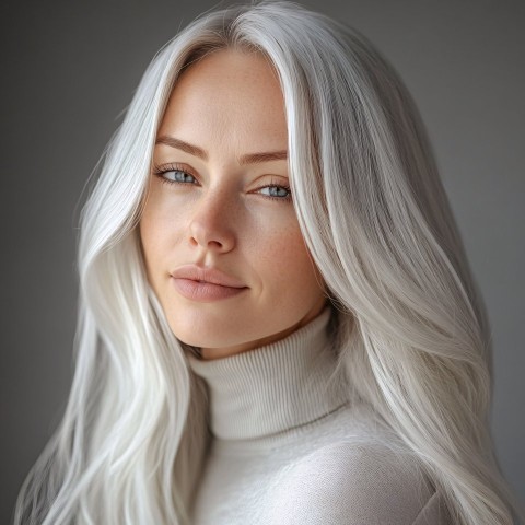 Elegant Portrait of Mature Woman with Silvery-Blonde Hair