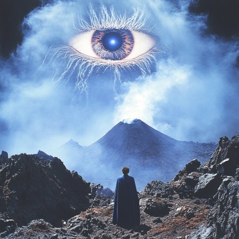 All-Seeing Eye Hovering Above Ominous Mountain Top