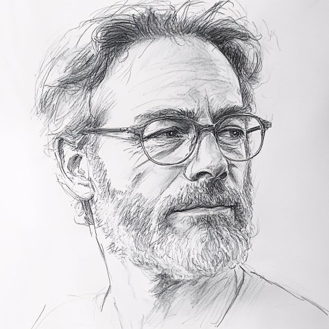 Realistic Pencil Portrait Sketch of 50-Year-Old Man