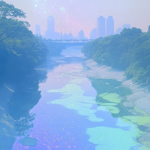 Taipei River Scenic View with City Landscape