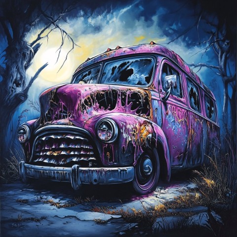 Retro Horror Van Art Inspired by Playstation Games