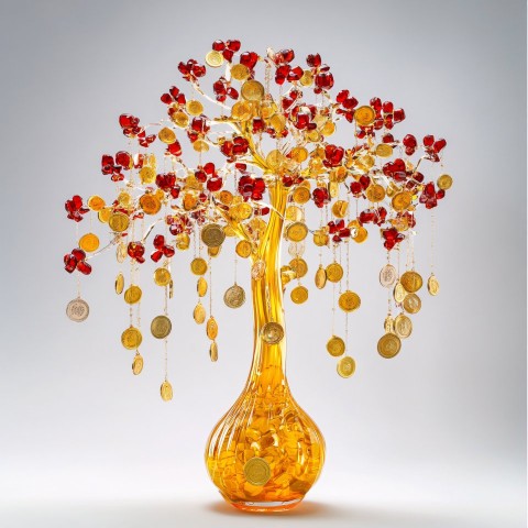 Gold Ingot Tree Crystal Sculpture for Wealth Display