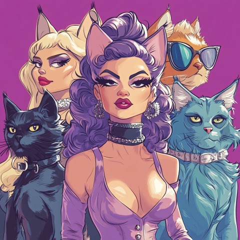 Cartoon Cats in Drag Calendar Cover Design