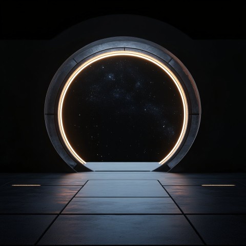 Futuristic Portal with Black Background Artwork