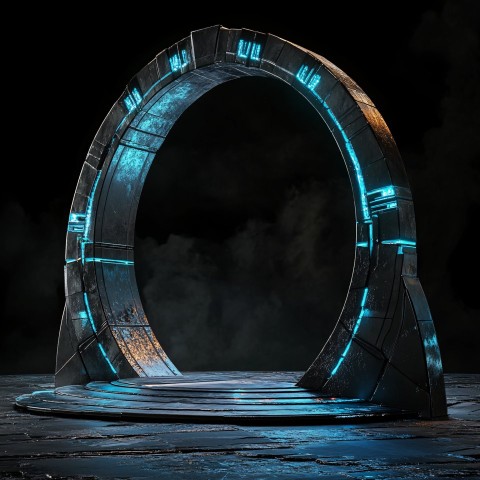 Futuristic Glowing Portal on Black Background