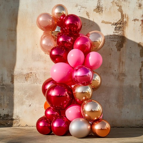 Metallic Balloons in Pink, Orange, and Red