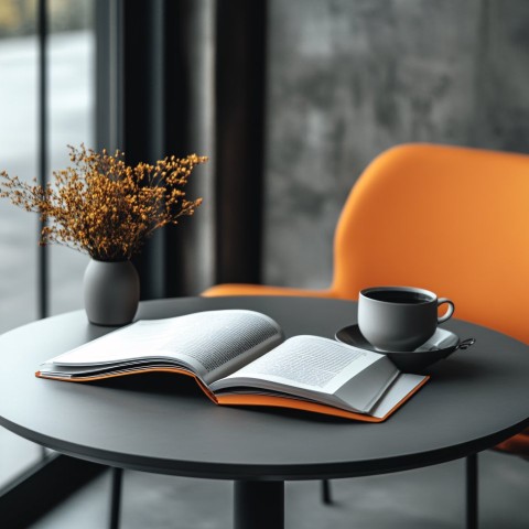 Guide Book on Gray Table with Cinematic Orange Hue