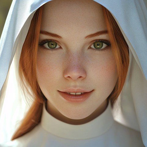 Realistic Portrait of a Devoted Young Catholic Nun