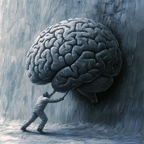 Sisyphus Struggling with a Brain-Shaped Boulder