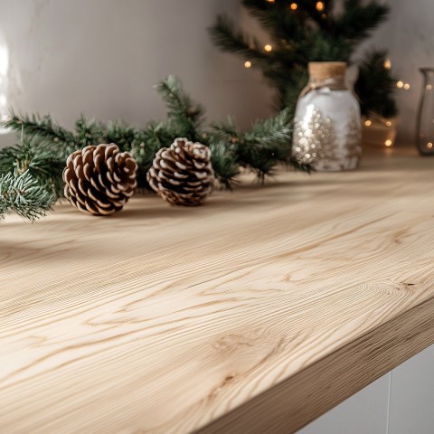 Charming Christmas Decor on Light Wood Countertop