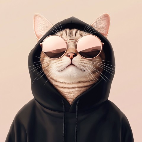 Stylish Cat in Hoodie with Sunglasses