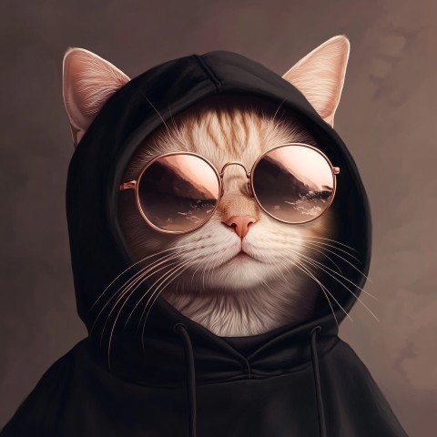 Stylish Cat in Hoodie with Retro Sunglasses