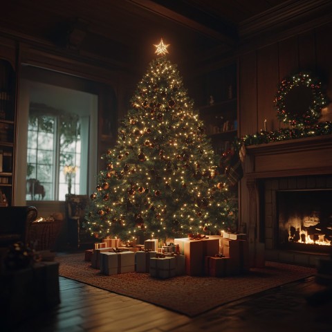 Christmas Tree Decorating Scene in 8K Resolution