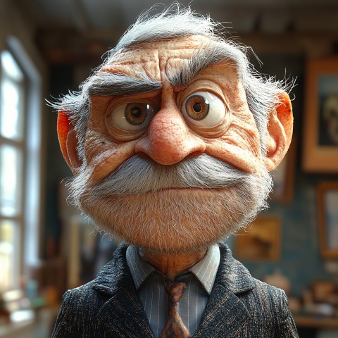 3D Cartoon Caricature of Funny Elderly Man