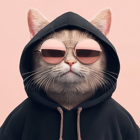 Cat in Hoodie with Retro Sunglasses