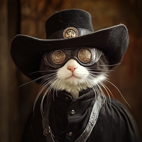 Old Cat Wearing Zorro Mask